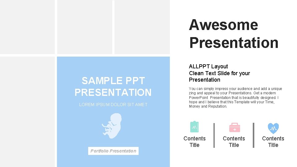 Awesome Presentation SAMPLE PPT PRESENTATION LOREM IPSUM DOLOR SIT AMET ALLPPT Layout Clean Text