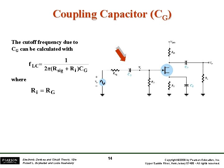Coupling Capacitor (CG) The cutoff frequency due to CG can be calculated with where