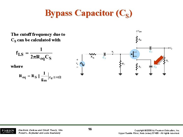 Bypass Capacitor (CS) The cutoff frequency due to CS can be calculated with where