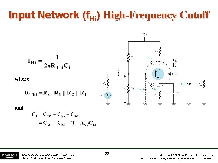 Input Network (f. Hi) High-Frequency Cutoff where and Electronic Devices and Circuit Theory, 10/e