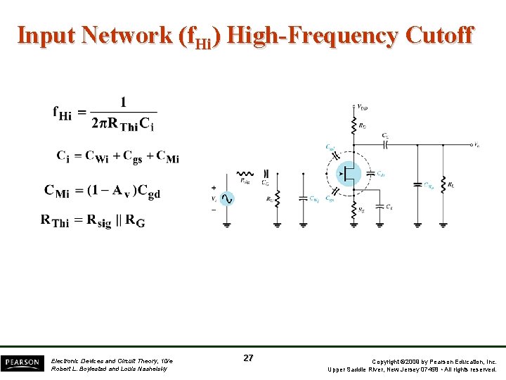 Input Network (f. Hi) High-Frequency Cutoff Electronic Devices and Circuit Theory, 10/e Robert L.