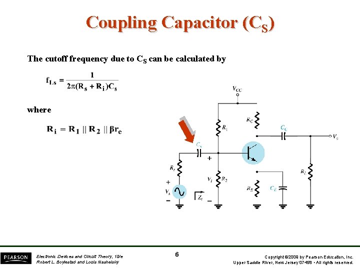 Coupling Capacitor (CS) The cutoff frequency due to CS can be calculated by where