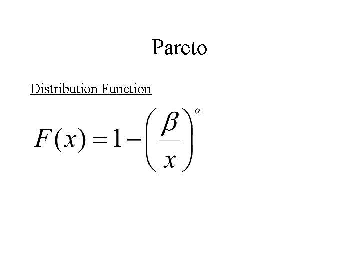 Pareto Distribution Function 