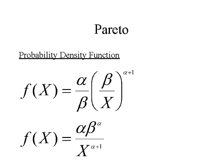 Pareto Probability Density Function 