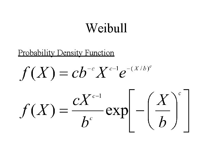 Weibull Probability Density Function 