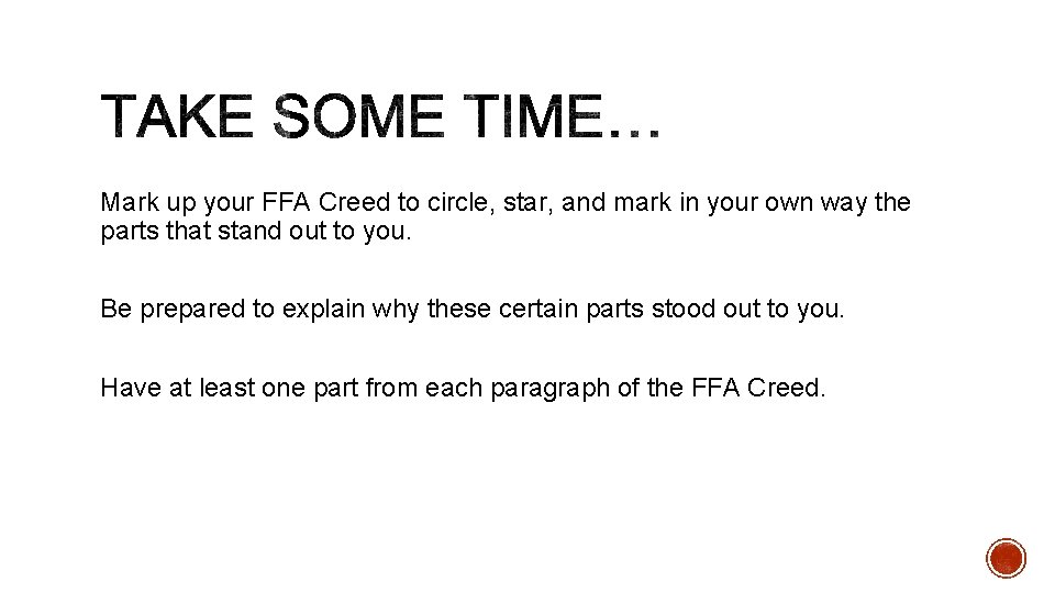 Mark up your FFA Creed to circle, star, and mark in your own way