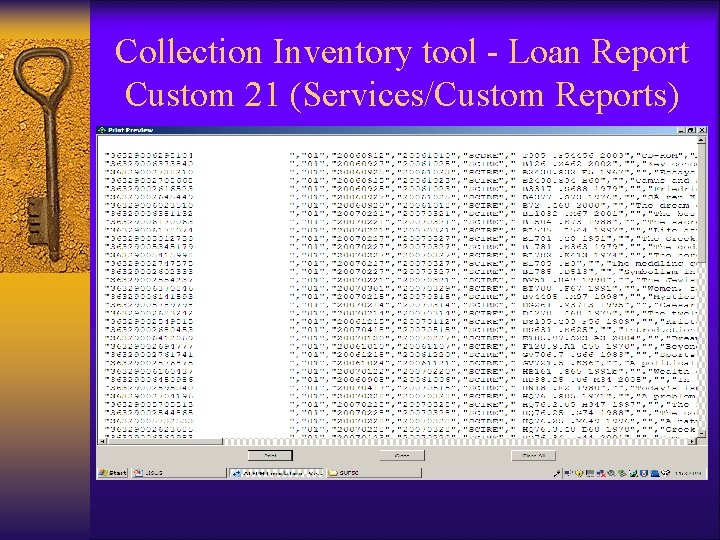 Collection Inventory tool - Loan Report Custom 21 (Services/Custom Reports) 