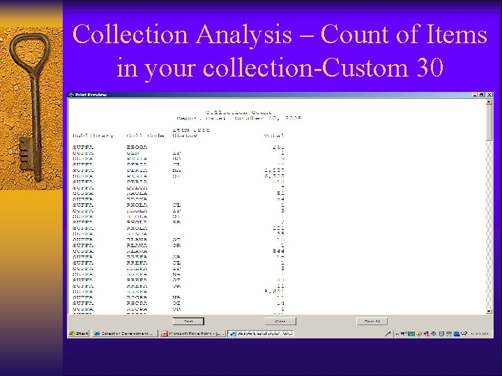 Collection Analysis – Count of Items in your collection-Custom 30 