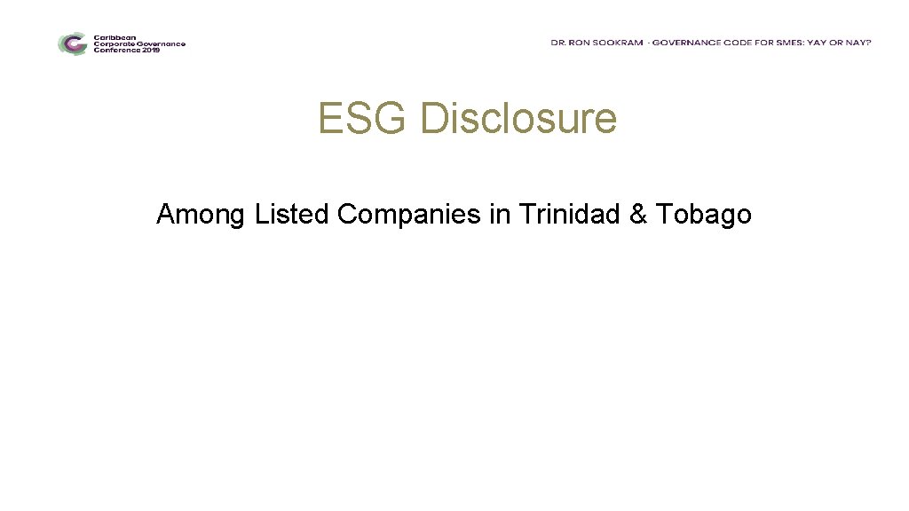 ESG Disclosure Among Listed Companies in Trinidad & Tobago 