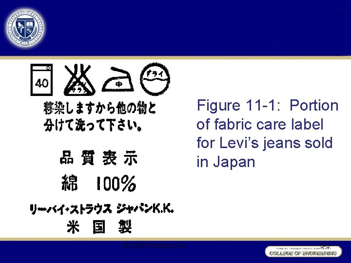 Figure 11 -1: Portion of fabric care label for Levi’s jeans sold in Japan