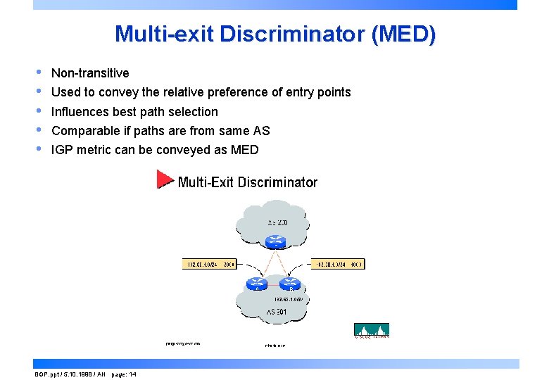 Multi-exit Discriminator (MED) • • • Non-transitive Used to convey the relative preference of