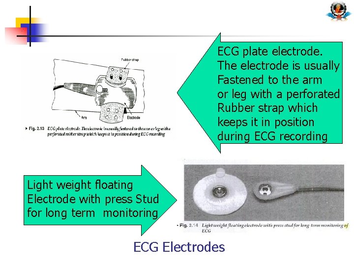 ECG plate electrode. The electrode is usually Fastened to the arm or leg with