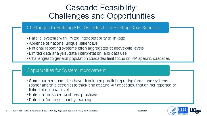 Cascade Feasibility: Challenges and Opportunities Challenges to Building KP Cascades from Existing Data Sources