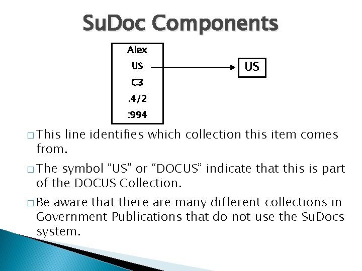 Su. Doc Components Alex US C 3 US . 4/2 : 994 � This