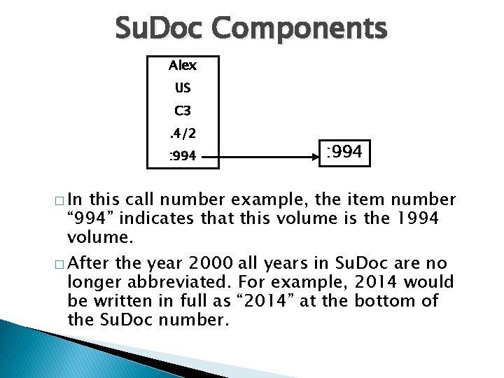 Su. Doc Components Alex US C 3. 4/2 : 994 � In : 994
