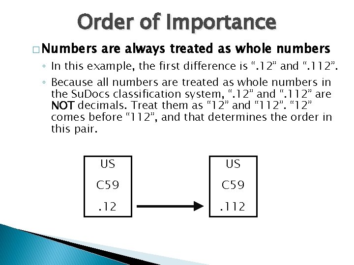 Order of Importance � Numbers are always treated as whole numbers ◦ In this