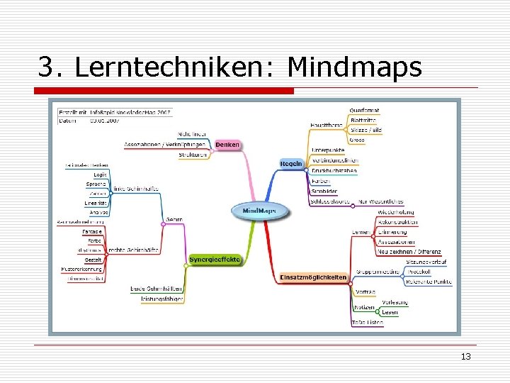 3. Lerntechniken: Mindmaps 13 