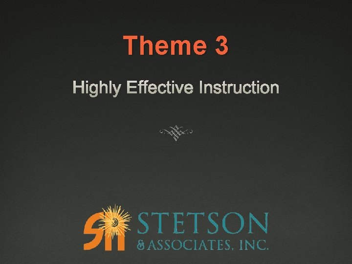 Theme 3 Highly Effective Instruction 