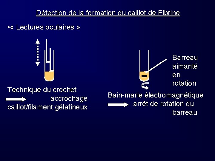 Détection de la formation du caillot de Fibrine • « Lectures oculaires » Technique