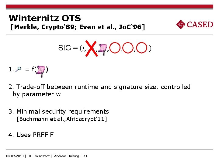 Winternitz OTS [Merkle, Crypto‘ 89; Even et al. , Jo. C‘ 96] SIG =