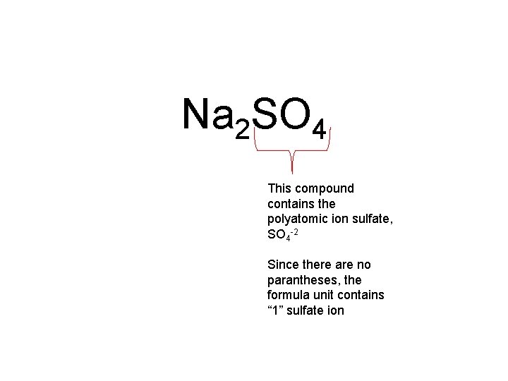 Na 2 SO 4 This compound contains the polyatomic ion sulfate, SO 4 -2