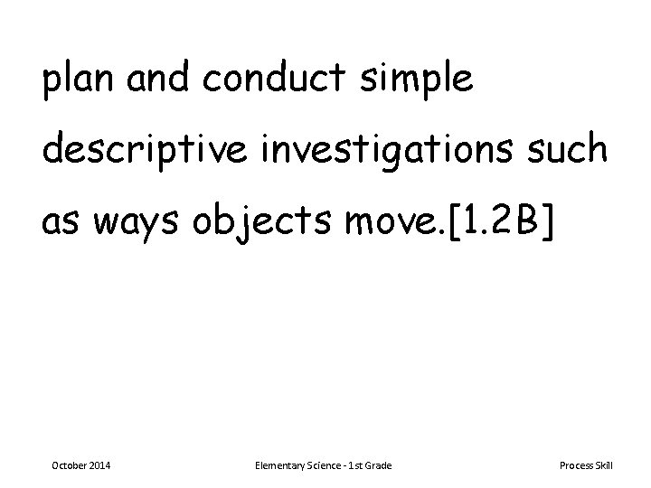 plan and conduct simple descriptive investigations such as ways objects move. [1. 2 B]
