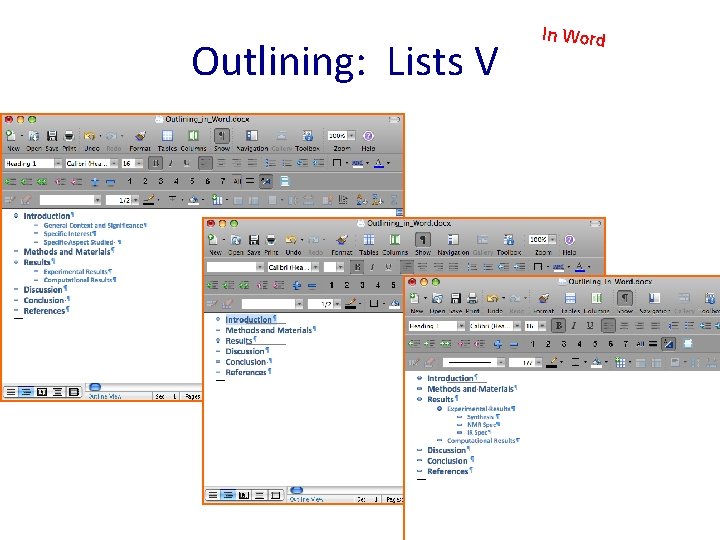 Outlining: Lists V In Word 