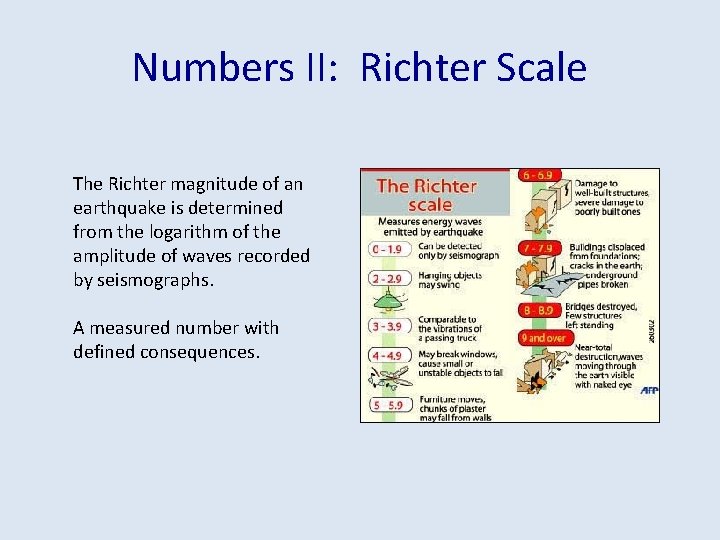 Numbers II: Richter Scale The Richter magnitude of an earthquake is determined from the