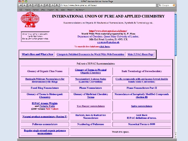 Names III: IUPAC 