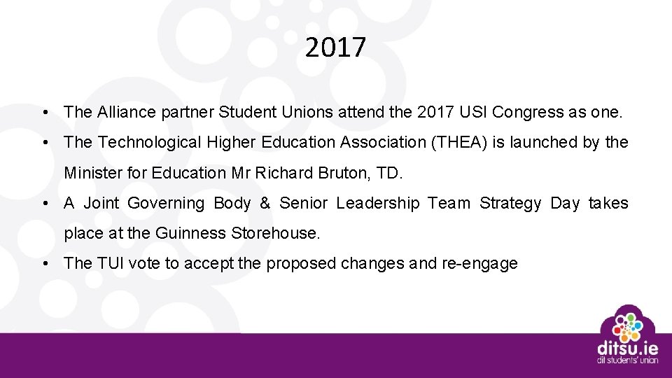 2017 • The Alliance partner Student Unions attend the 2017 USI Congress as one.