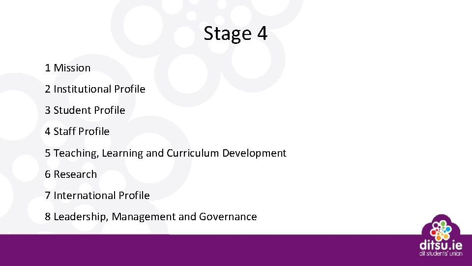 Stage 4 1 Mission 2 Institutional Profile 3 Student Profile 4 Staff Profile 5