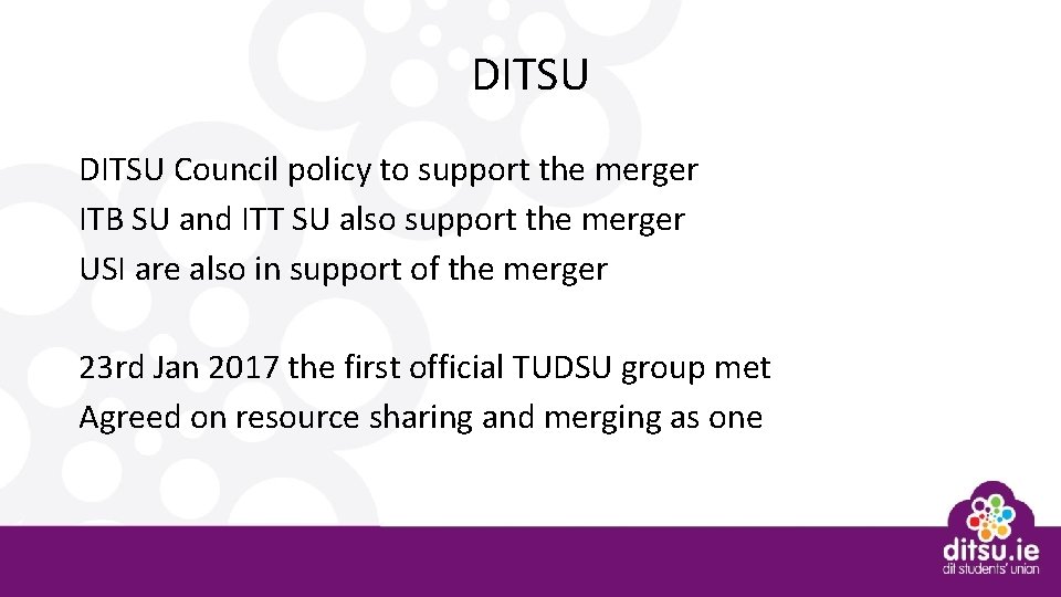 DITSU Council policy to support the merger ITB SU and ITT SU also support