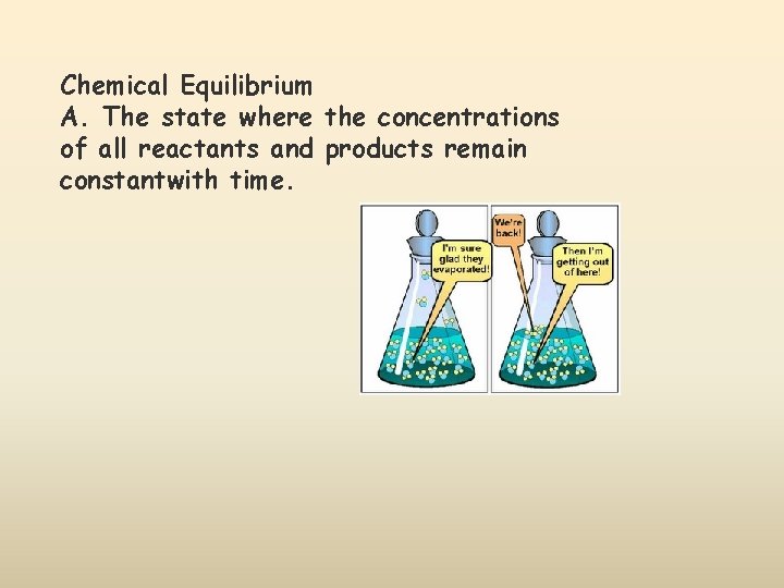 Chemical Equilibrium A. The state where the concentrations of all reactants and products remain
