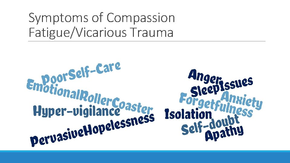 Symptoms of Compassion Fatigue/Vicarious Trauma 