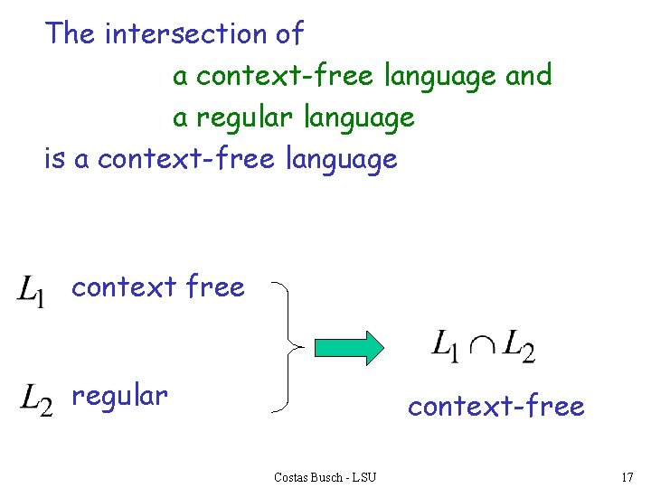 The intersection of a context-free language and a regular language is a context-free language