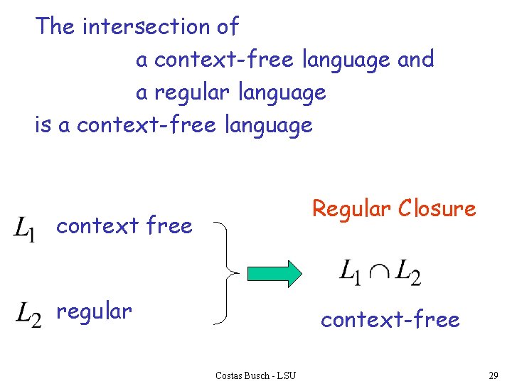 The intersection of a context-free language and a regular language is a context-free language