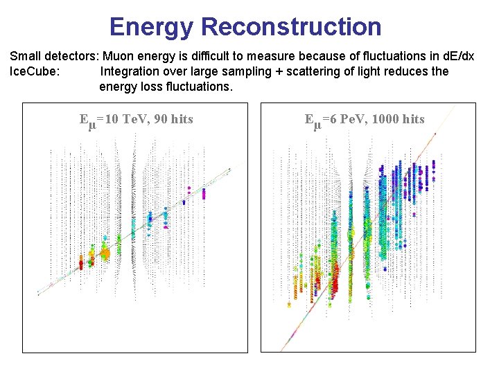 Energy Reconstruction Small detectors: Muon energy is difficult to measure because of fluctuations in