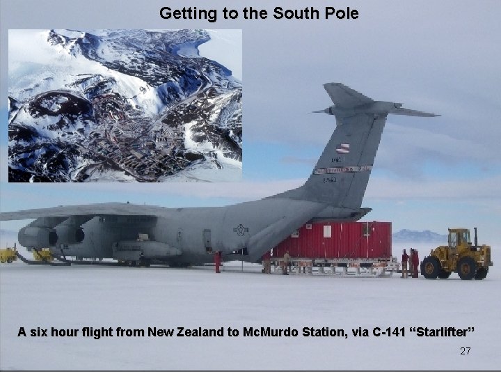 Getting to the South Pole A six hour flight from New Zealand to Mc.