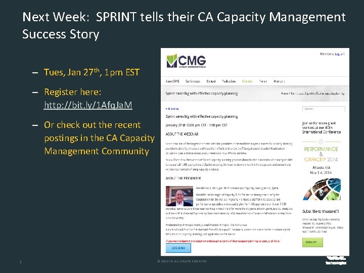 Next Week: SPRINT tells their CA Capacity Management Success Story – Tues, Jan 27