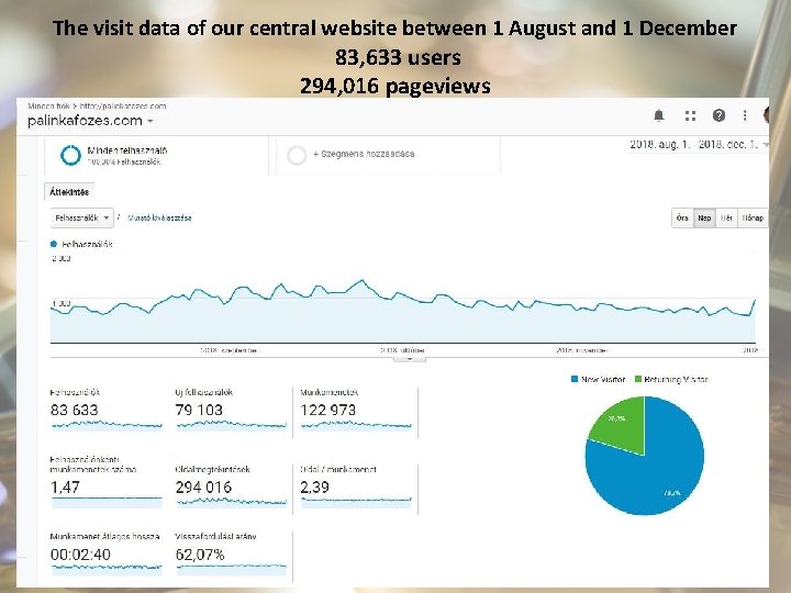 The visit data of our central website between 1 August and 1 December 83,