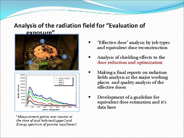 Analysis of the radiation field for “Evaluation of exposure” * Measurement points over reactor