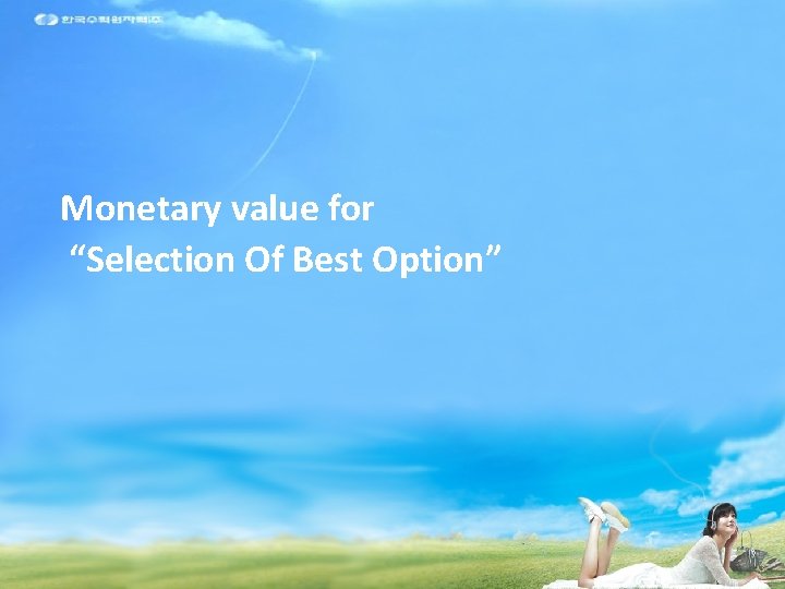 Monetary value for “Selection Of Best Option” 2010 방사선안전 심포지움 