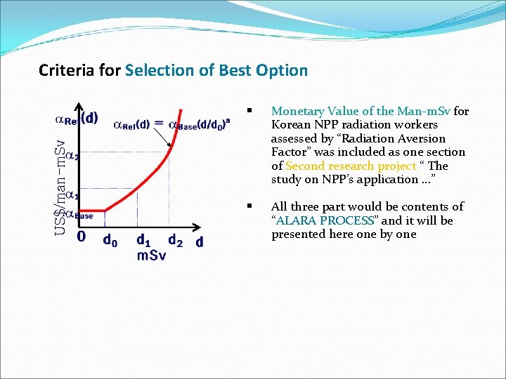 US$/man-m. Sv Criteria for Selection of Best Option § Monetary Value of the Man-m.