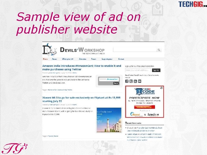 Sample view of ad on publisher website 
