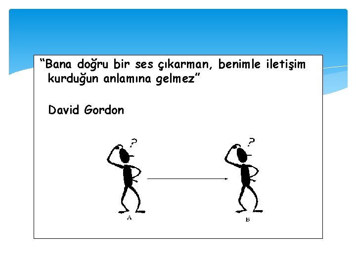 “Bana doğru bir ses çıkarman, benimle iletişim kurduğun anlamına gelmez” David Gordon 