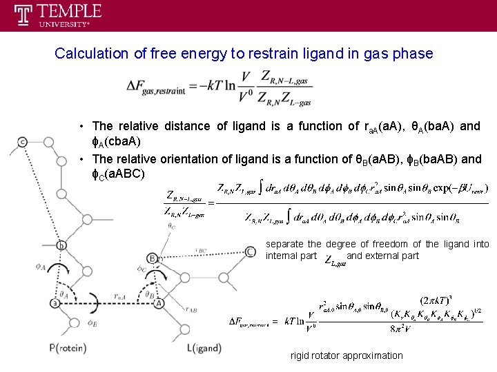 Calculation of free energy to restrain ligand in gas phase • The relative distance