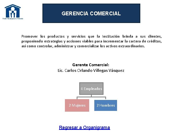 GERENCIA COMERCIAL Promover los productos y servicios que la Institución brinda a sus clientes,