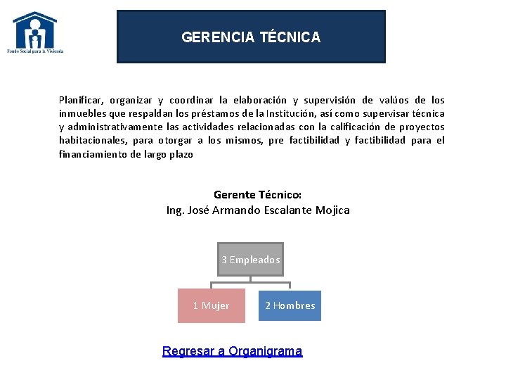 GERENCIA TÉCNICA Planificar, organizar y coordinar la elaboración y supervisión de valúos de los