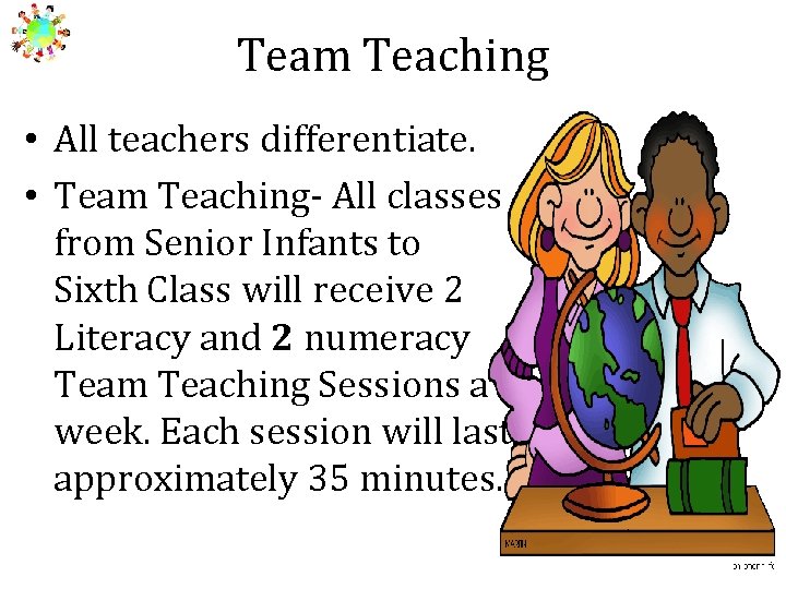 Team Teaching • All teachers differentiate. • Team Teaching- All classes from Senior Infants