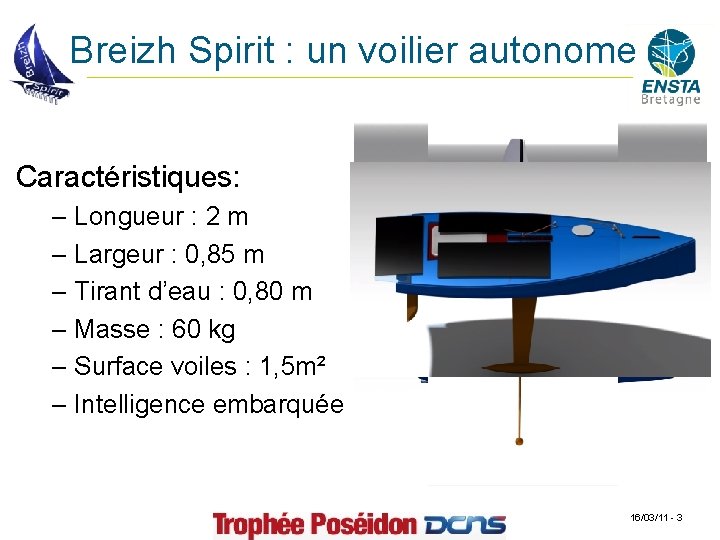 Breizh Spirit : un voilier autonome Caractéristiques: – Longueur : 2 m – Largeur